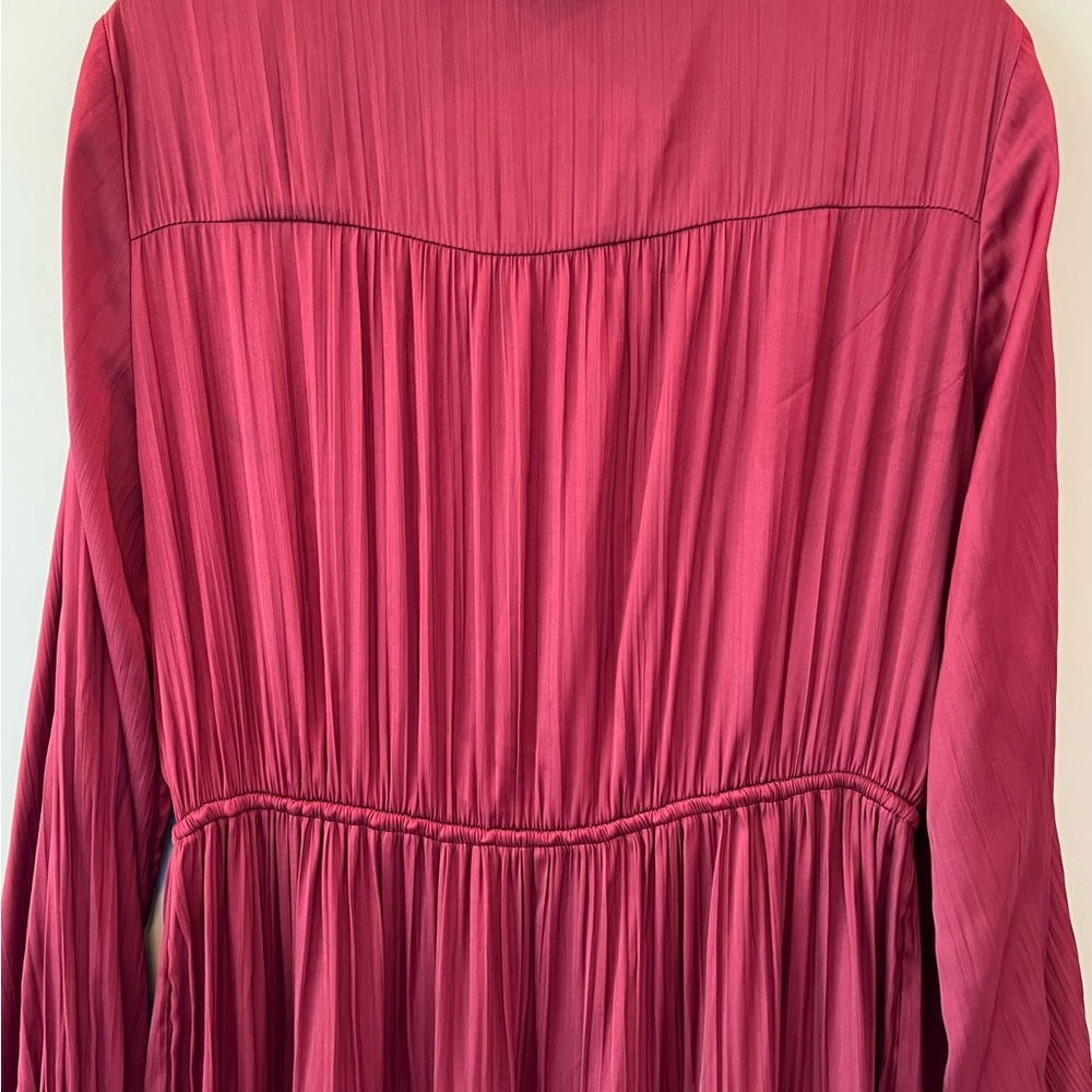 NEW Anthropologie Satin Tiered Button-Front Adjustable Maxi Dress, Red, Medium - Picture 8 of 12